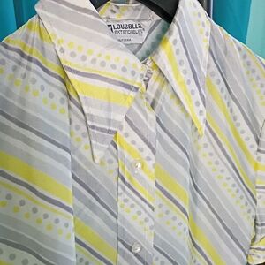 Men's Casual Striped Shirt - Yellow and Gray Vintage